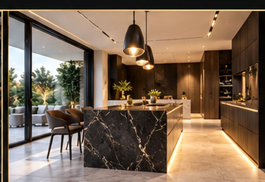 Contemporary warm-toned kitchen interior as a visual design concept
