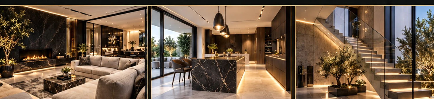 Illustrative premium residential living and dining interior